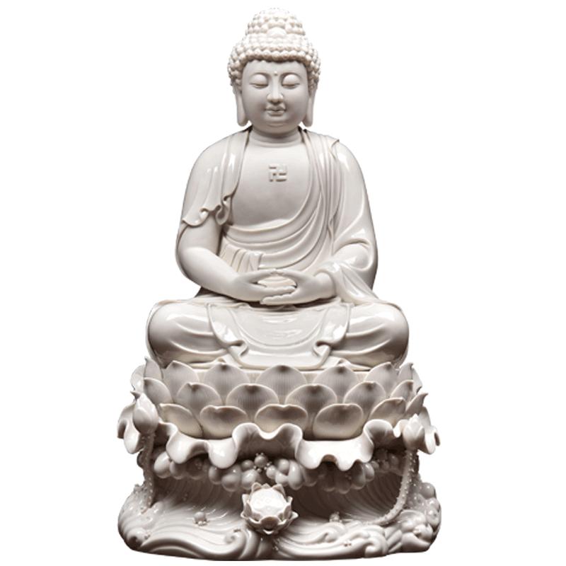 戴玉堂陶瓷摆件《阿弥陀佛》德化白瓷如来佛像客厅供奉家居饰品