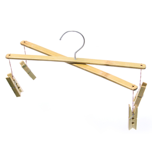 竹裤架十字晾晒衣架竹子4夹裤夹袜子夹多功能折叠实木8头多功能夹