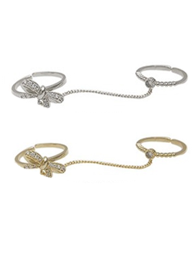 甜美风两件套皓石微镶关节尾戒