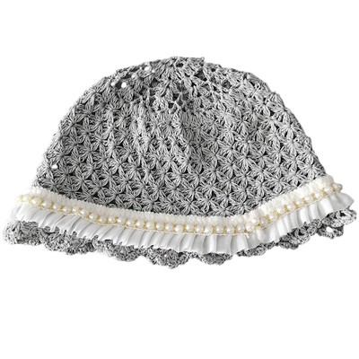 珍珠亚麻防晒遮阳小檐帽渔夫帽子