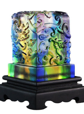 琉璃退伍军人商务纪念品印章摆件