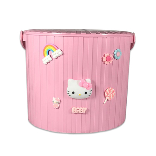 卡通可爱收纳桶家用容量储物桶洗澡桶带盖提手水桶塑料桶坐人浴桶