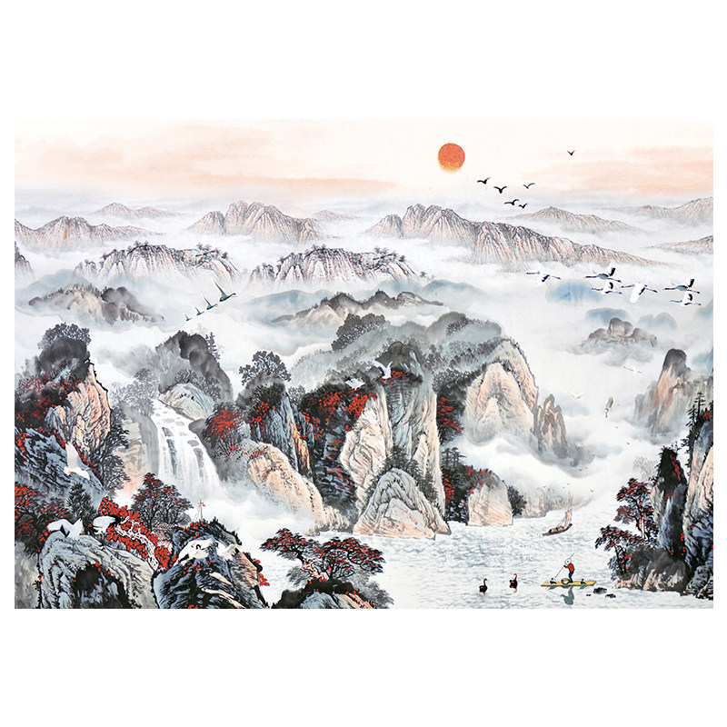 电表箱可定制包邮山水装饰贴画