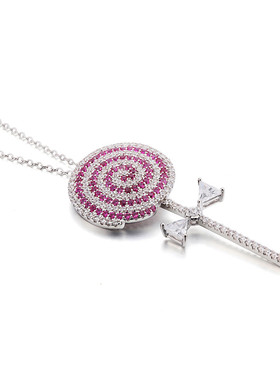 Glam粉色甜美风钻石锁骨链