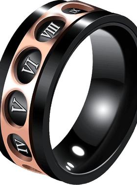 可转动单身贵族风数字配饰食指环