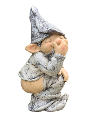 搞怪风小男孩农场园艺精灵摆件