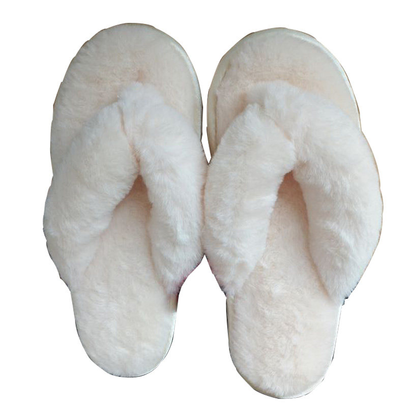 冬天人字拖毛毛女可爱时尚居家室内韩版防滑秋冬毛绒绒夹脚棉拖鞋