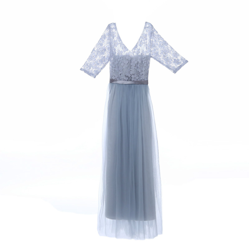 伴娘服长款2021新款秋冬伴娘团礼服灰色修身姐妹裙显瘦毕业晚礼服