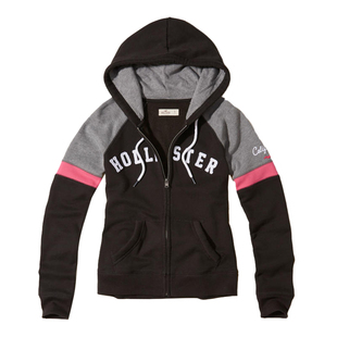 国内现货新款美国Hollister秋冬款女士连帽显瘦运动卫衣休闲外套