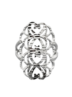 韩版纯银镂空食指戒指活口可调女