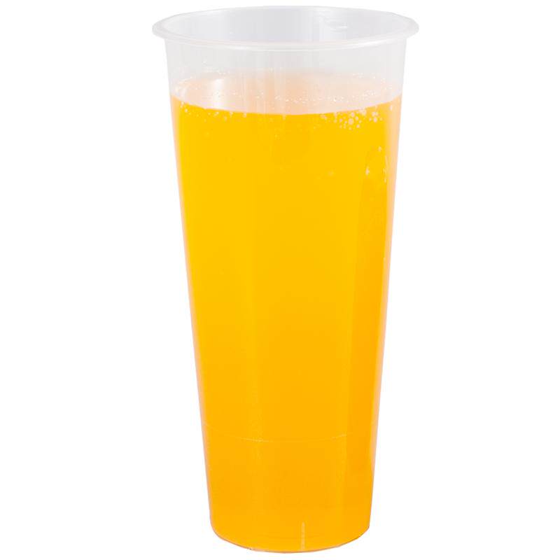 高透果汁加厚塑料带盖耐热奶茶杯