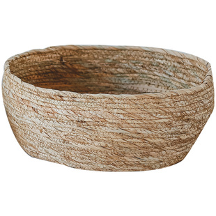 侘寂风蒲草海草收纳篮复古草编篮子藤编客厅厨房桌面仿藤编织篮