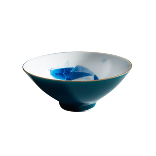 品茗杯陶瓷景德镇色釉瓷个人杯斗笠单杯功夫茶具主人手绘小茶杯子