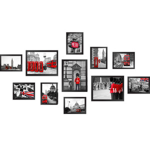 黑白城市建筑风景装饰画客厅欧式壁画墙画挂画英伦卧室汽车有框画