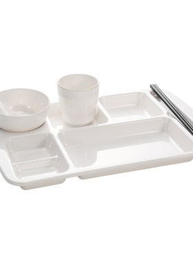 密胺餐盘四六分格仿瓷学校食堂