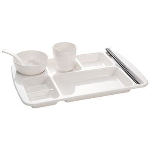 密胺餐盘四六分格快餐盘仿瓷塑料学校食堂餐具套装多格分餐盘饭盘