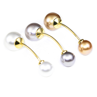 日韩简约双头珍珠螺旋扣胸针一字插针螺口毛衣外套装饰螺丝扣配饰