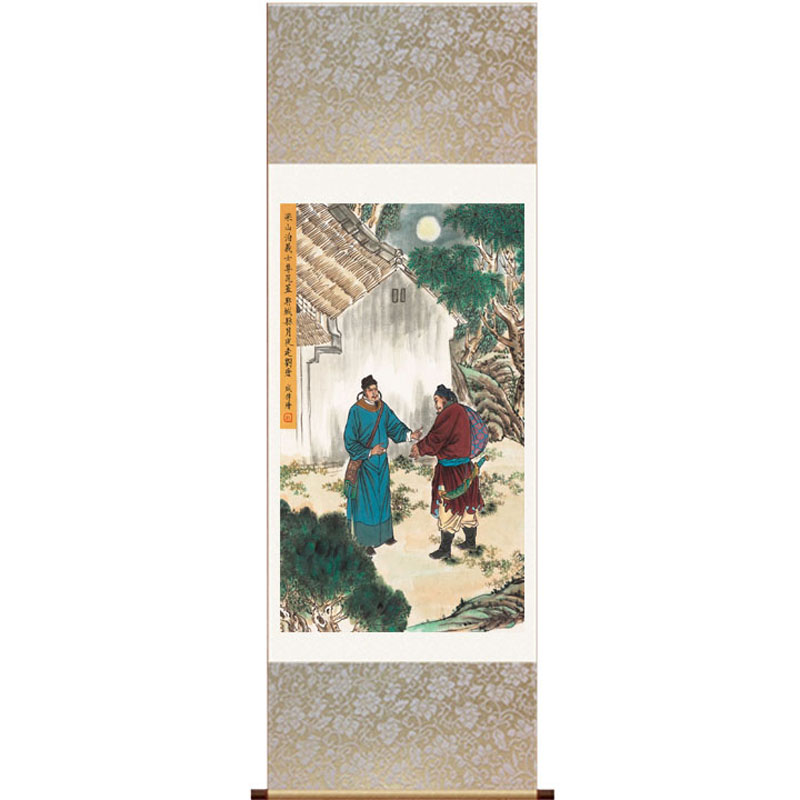 水浒传梁山好汉人物挂画字画定制酒店茶楼包厢装饰丝绸卷轴画国画