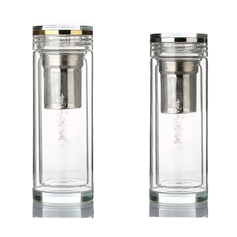 水晶商务过滤办公印字双层玻璃杯