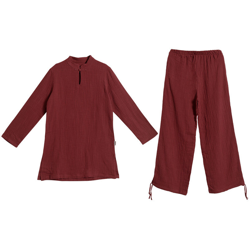 康愫雅白色宽松夏季棉麻居士服