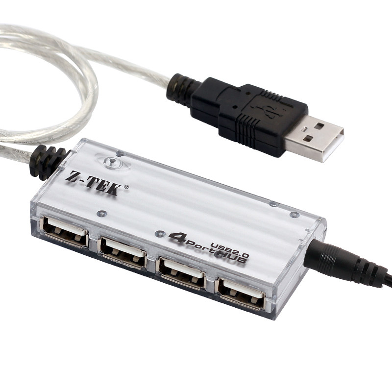 z-tek力特USB分线器HUB扩展4PORT口USB2.0集线器ZK033A带电源ztek支持树莓派隔离电流防止倒灌安
