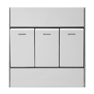 TCL开关插座面板A8系列三位双控带荧光暗装3开双联大功率开关86型