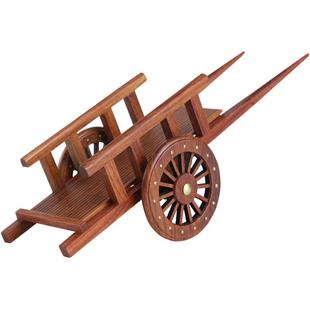 花梨木雕刻工艺品摆件红木礼品实木质微型平板小推车农具微缩模型