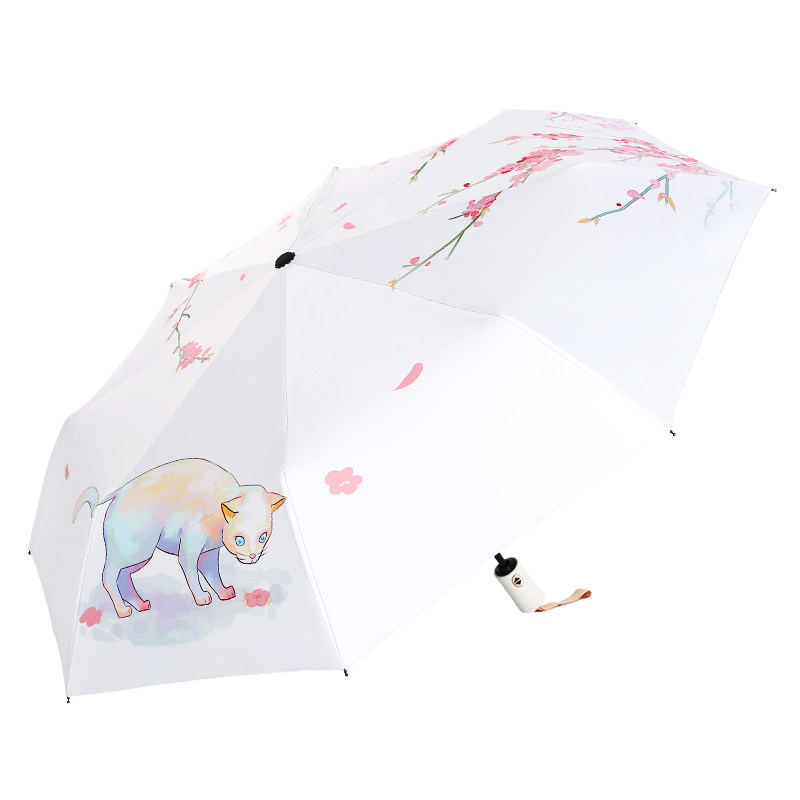 黑胶小清新全自动防晒两用雨伞