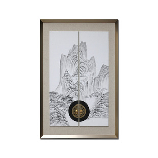 新中式挂画山水意境走廊玄关画书房画禅意装饰画实物画 开门见山