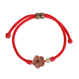 纯然饰品桃木红绳脚链女可调节简约大气梅花配饰学生脚腕古风编制