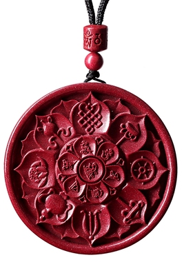 辰世朱砂高含量六字真言莲花吊坠