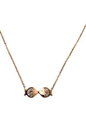 双鱼锁骨链钛钢项链女玫瑰金学生