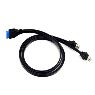 包邮USB3.0前置面板线19针转双口A母数据线 窄螺丝孔扁线 DIY