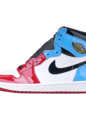 AJ1红蓝漆皮拼接警灯篮球鞋