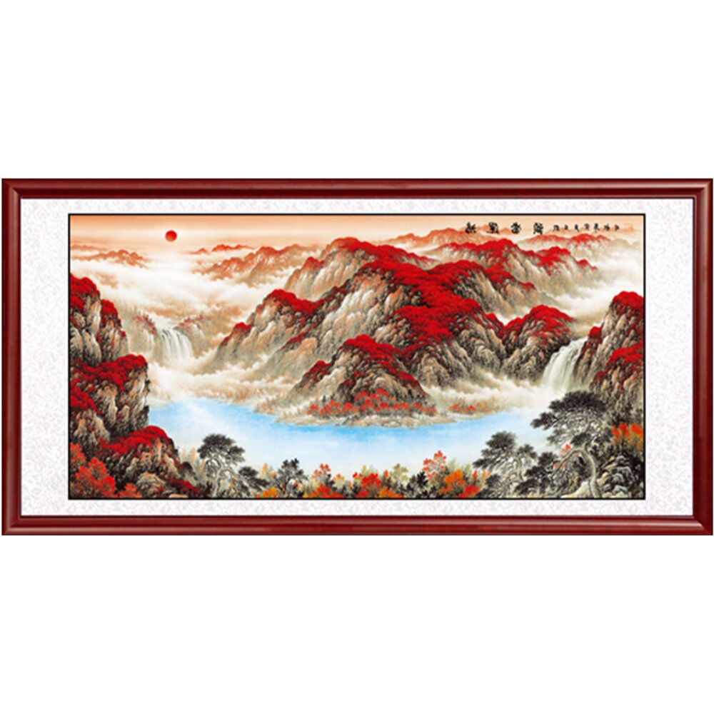 鸿运当头聚宝盆山水画客厅办公室字画装饰风水靠山挂画壁画国画_虎窝淘