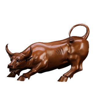 匠泽铜魂 铜牛摆件 纯紫铜华尔街牛炒股办公室书房工艺品装饰品