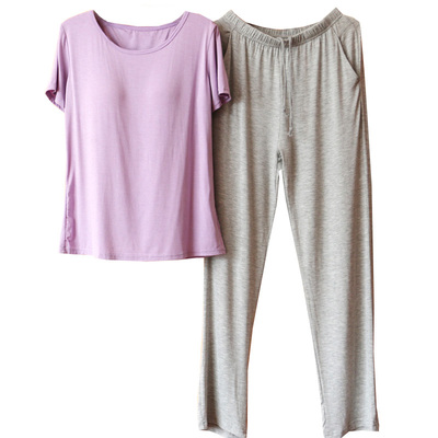 莫代尔带胸垫瑜伽运动家居服套装