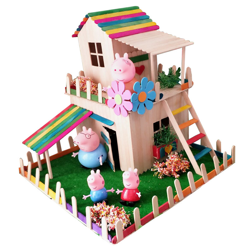 diy幼儿房子小屋冰棒拼装模型