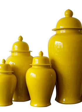 麦穗景德镇陶瓷黄釉家居客厅花瓶