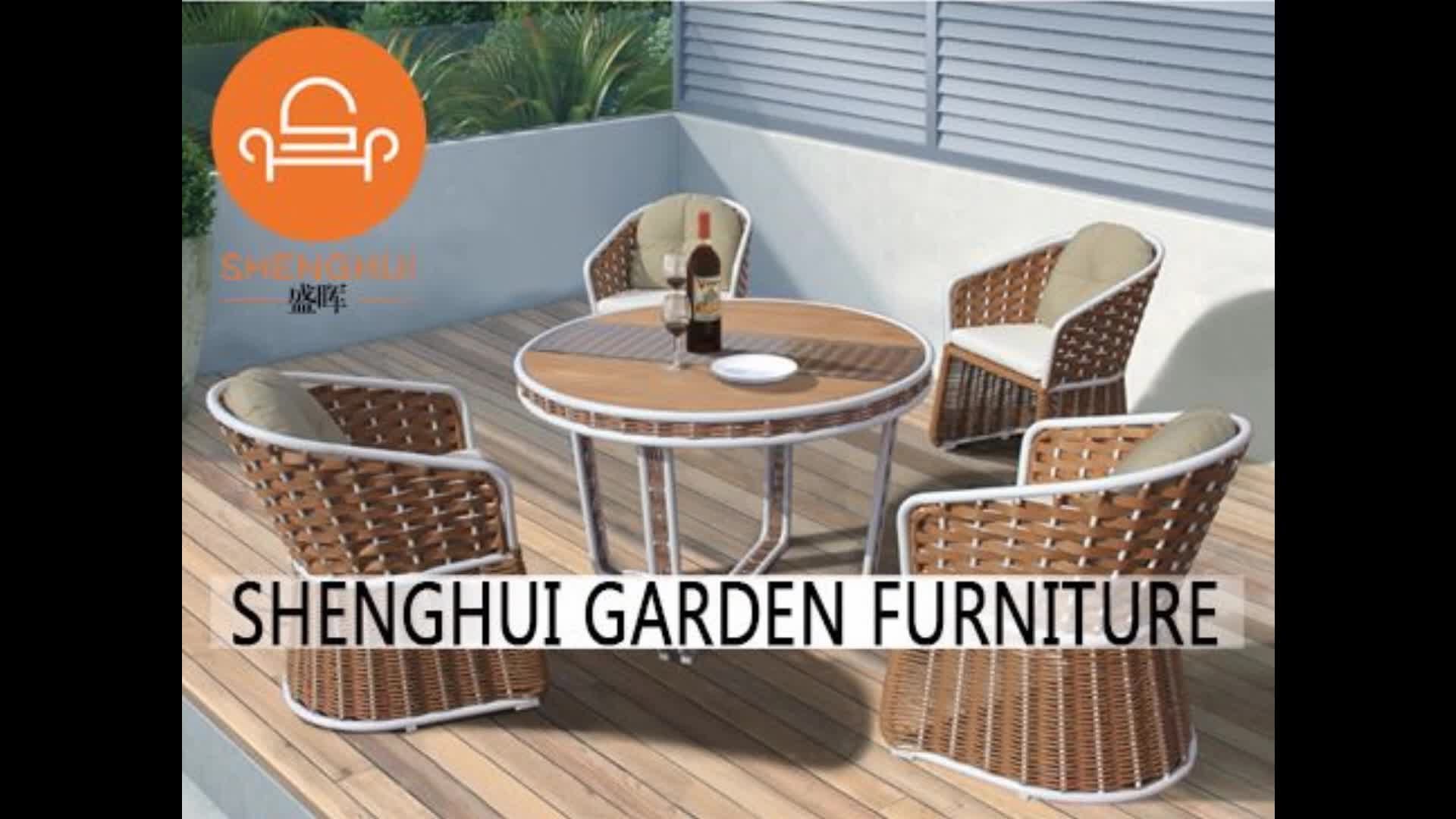 2018 Outdoor Pe Rattan Aluminum Uv Plastic Wood 4 Person Dining Table And Chairs Garden Set Buy Tempat Makan Bulat Meja Dan Kursi Set 4 Orang Meja Makan Dan Kursi Makan Kayu