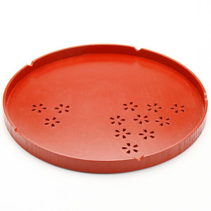 红色结婚圆形敬茶盘敬酒盘喜庆婚庆糖果婚礼盘子敬茶盘木质托盘