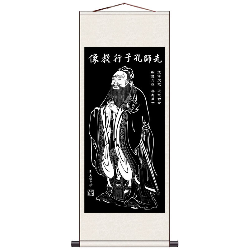 古典仕女图月光执扇仕女影楼茶楼背景装饰画条幅卷轴画丝绸挂画壁