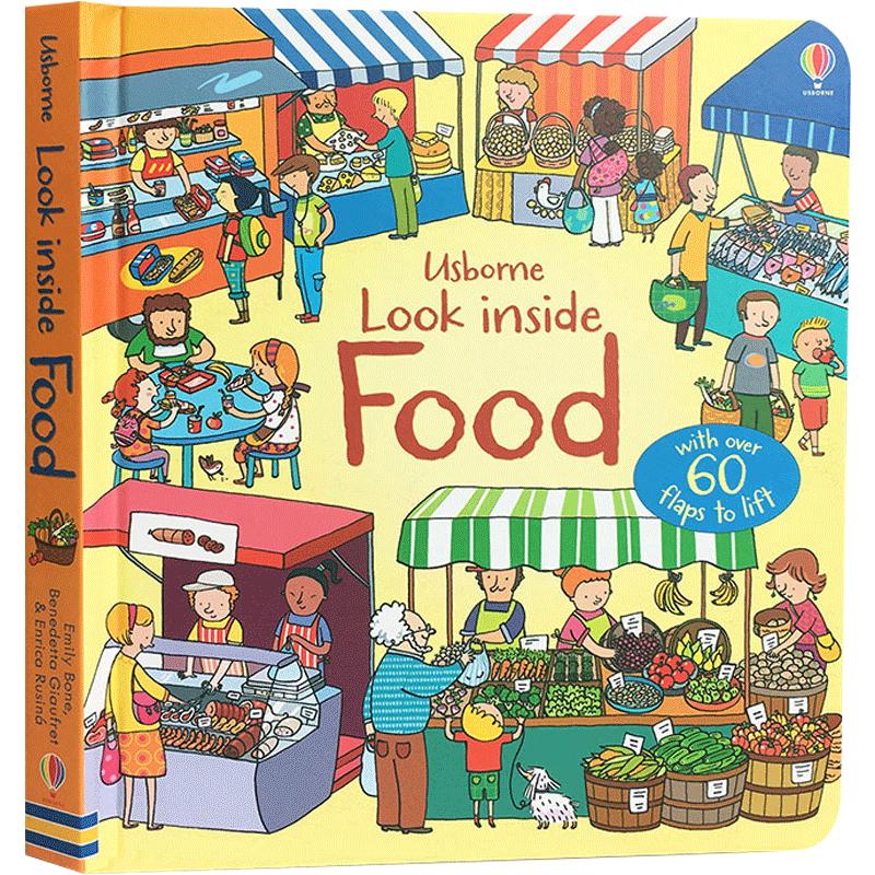 英文原版Usborne Look inside Food看里面系列食物儿童启蒙 科普纸板翻翻书了解食物的生产过程不浪费食物 对食物感兴趣 STEM