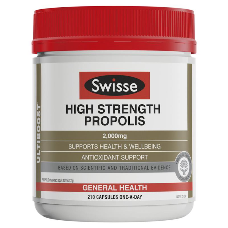 澳洲直邮Swisse蜂胶高浓度黑蜂胶软胶囊2000mg 增强老年免yi210粒