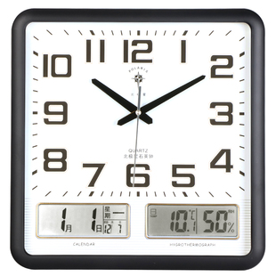 北极星挂钟带日历温度湿度客厅家用挂表时钟挂墙现代简约大气钟表