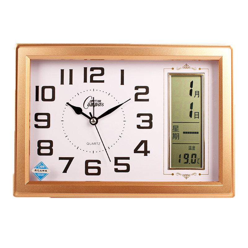 康巴丝LED数码万年历电子钟客厅小挂钟床头静音钟表挂钟桌摆闹钟