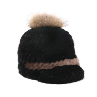水貂帽子女冬季貂毛韩版百搭保暖甜美可爱冬天女款貂绒皮草鸭舌帽