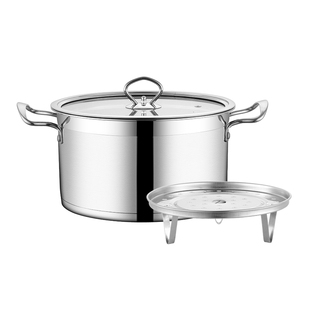 荣丰不锈钢小汤锅家用双耳煮锅燃气电磁炉通用锅具加厚复底火锅锅