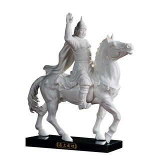 郑成功 泉州特产德化白瓷英雄人物骑马瓷塑客厅家居 工艺礼品摆件