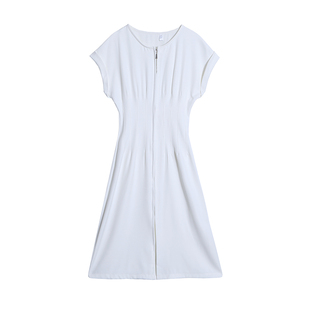 气质女神范连衣裙女2023夏季新款复古收腰显瘦裙子设计感过膝长裙